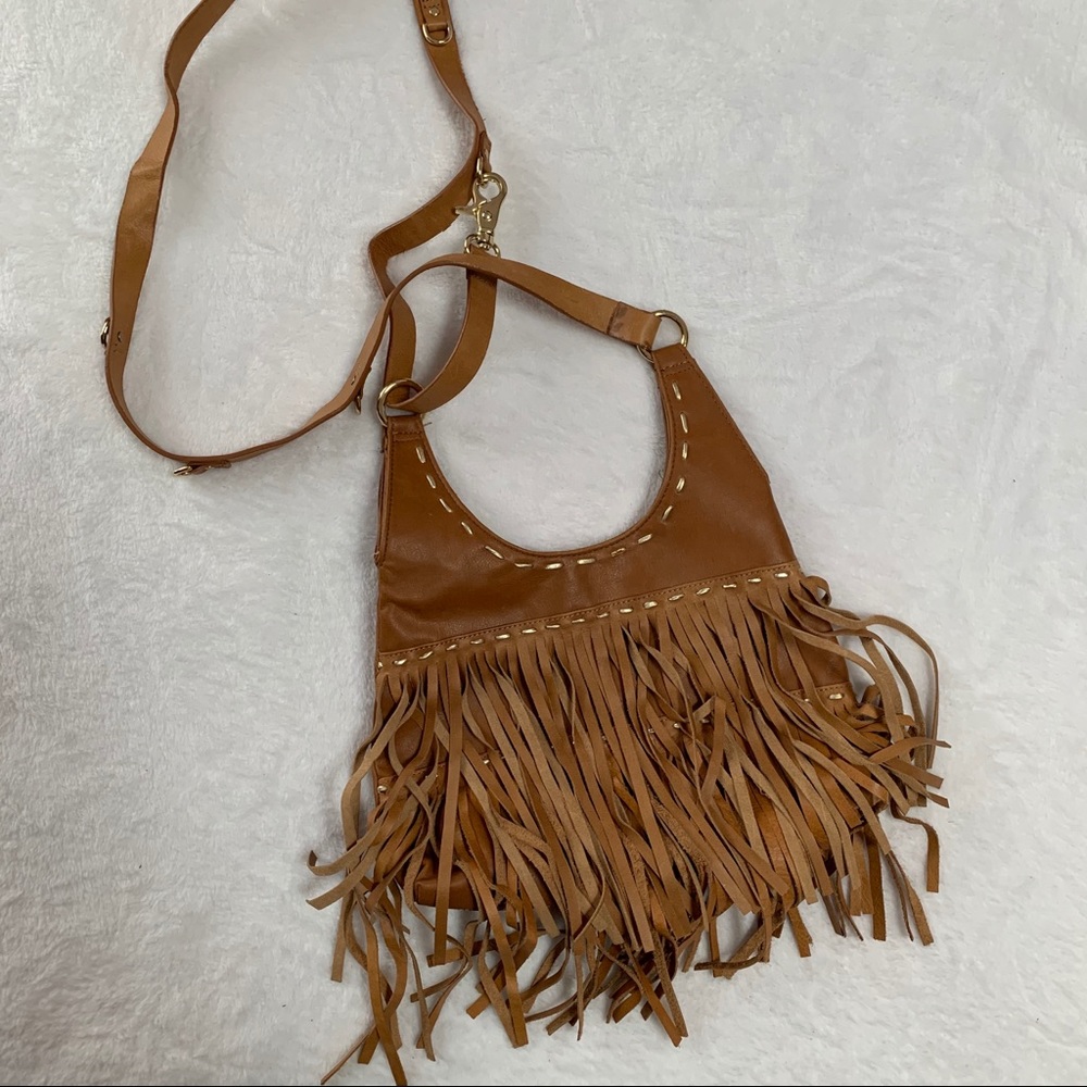 BEBE fringe leather crossbody bag